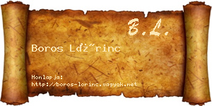 Boros Lőrinc névjegykártya