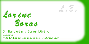 lorinc boros business card